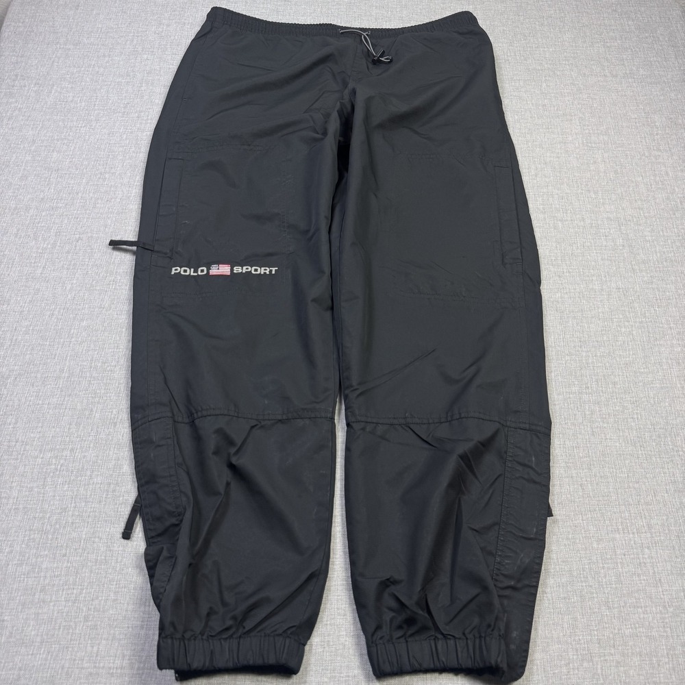 Ralph Lauren Polo Sport Track Pants Mens Medium Black Elastic Waist Drawstring